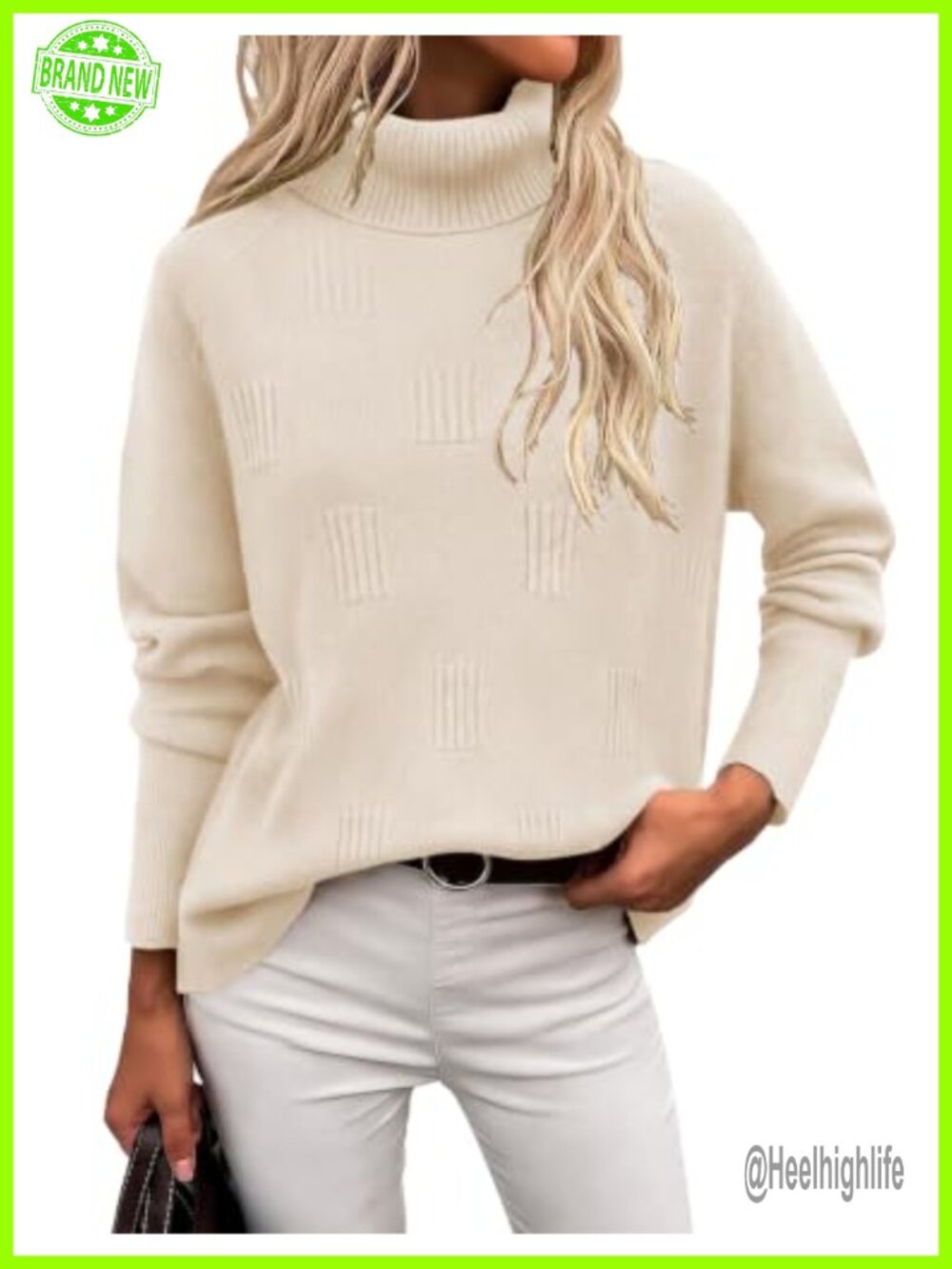 Women's Turtleneck Sweater Long Sleeve Knitted Pullover Top